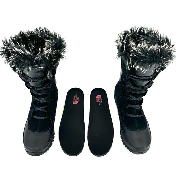 The North Face Nuptse Purna Black Winter Boot Sz 6.5 Suede Waterproof Insulated - Picture 7 of 16